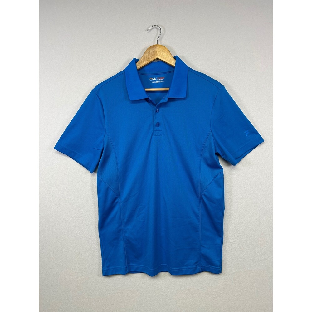 Sporty Golfcore Fila Sport Mens Small Blue Athletic Fit Short Sleeve Polo Shirt